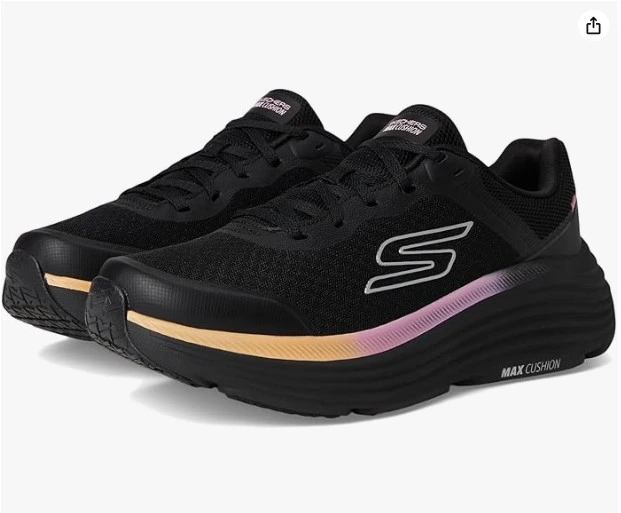 Your feet work hard every day — it's time to reward them. The Skechers Max Cushion sneaker is hands down one of the best women's athletic shoes on Amazon right now. Here's why women can't stop buying it: Max Cushion midsole for serious shock absorption on every step Lightweight mesh upper that keeps feet cool and breathing Sleek black design with subtle lavender and peach accents Durable rubber outsole with grip for any surface Whether you're running, hitting the gym, or just need a shoe that survives a long day on your feet — this Skechers delivers every single time. Nurses, teachers, and fitness lovers are absolutely obsessed with it. Style meets performance. Your feet will thank you.