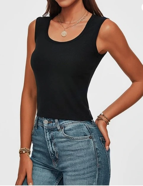 Women's black crop tank top affordable Amazon fashion find