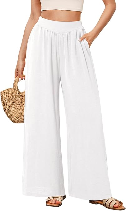 White wide leg parachute pants women affordable Amazon style