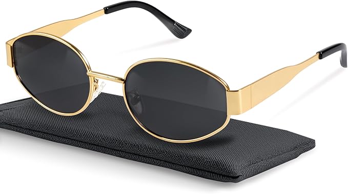 Gold oval sunglasses women trendy Amazon fashion finds